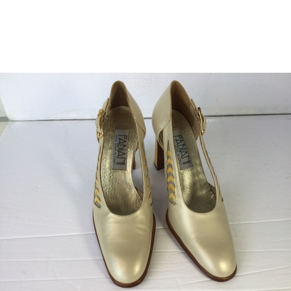 Handmade Fabiani Cream Pumps 3 Metallic Pearl Character US 5.5 - Picture 8 of 10